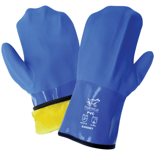 FrogWear Cold Protection Premium Flexible Waterproof Triple-Coated PVC Chemical Handling Mittens- One Size 12 Pair, #8490MT