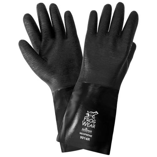 FrogWear Premium Neoprene Rough Etched Finish 14-Inch Chemical Handling Glove- One Size- 12 Pair, #9914R