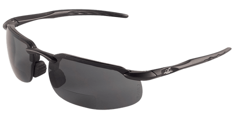 Swordfish Smoke 1.5 Diopter Reader Style Lens, Matte Black Frame Safety Glasses- 12 Pair, #BH106315