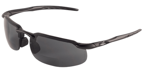 Swordfish Smoke 2.5 Diopter Reader Style Lens, Matte Black Frame Safety Glasses- 12 Pair, #BH106325