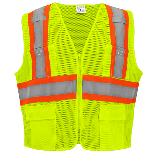 FrogWear HV High-Visibility Yellow/Green Lightweight Mesh Surveyors Vest- Extra Small, #GLO-0035-XS