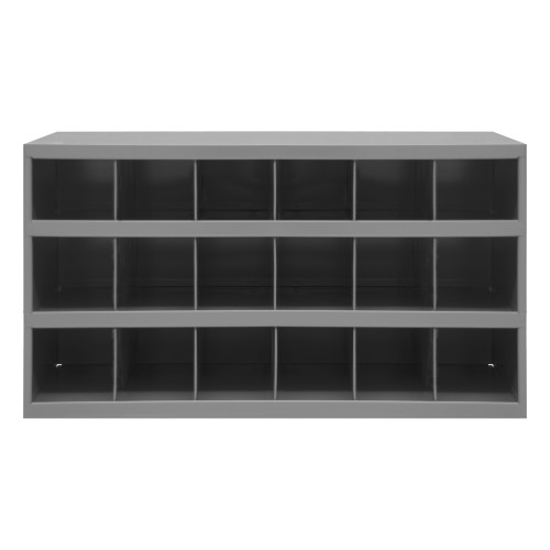 Durham Mfg Heavy-Duty Steel 18 Opening Bin Shelf, 12" Deep, 33-7/8"W x 12"D x 19-2/5"H, Gray, DM-354-95 (1/Ea)