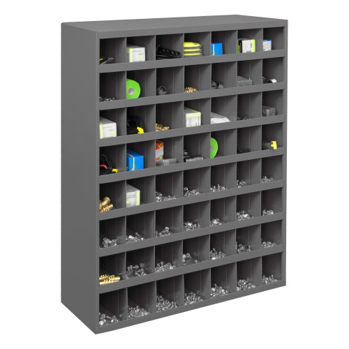 Durham Mfg Heavy-Duty Steel 56 Opening Bin Shelf, 12" Deep, 33-7/8"W x 12"D x 42"H, Gray, DM-361-95 (1/Ea)