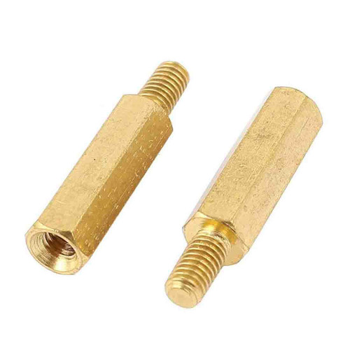 3/16" OD x 7/8" L x 2-56 Thread Brass Male/Female Hex Standoff, Zinc Clear (250/Bulk Pkg.)