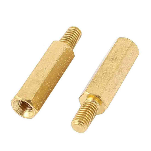 1/4" OD x 1/4" L x 8-32 Thread Brass Male/Female Hex Standoff, Zinc Clear (100/Pkg.)