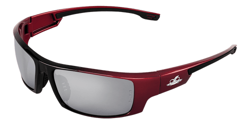 Dorado Silver Mirror Lens, Red to Black Frame Safety Glasses- 12 Pair, #BH9117