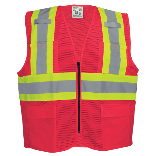 FrogWear HV Lightweight High-Visibility Red Mesh Surveyor Vest Size Extra Large, #GLO-0055-XL