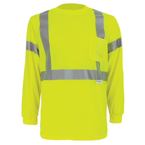 FrogWear HV Self-Wicking High-Visibility Yellow/Green Long-Sleeved Shirt with Reflective 2XL, #GLO-008LS-2XL