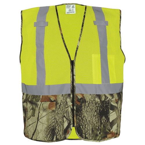 FrogWear HV High-Visibility Yellow/Green Safety Vest with Camouflage Bottom Size 3XL, #GLO-020-3XL