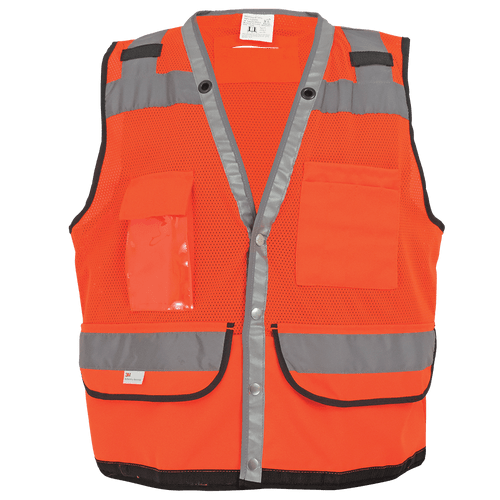 FrogWear HV Lightweight High-Visibility Orange Mesh Surveyors Safety Vest Size Large, #GLO-058-L