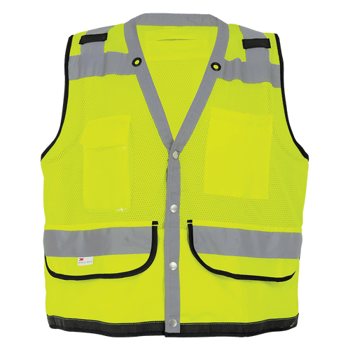 FrogWear HV Lightweight High-Visibility Yellow/Green Mesh Surveyors Safety Vest Size 3XL, #GLO-059-3XL