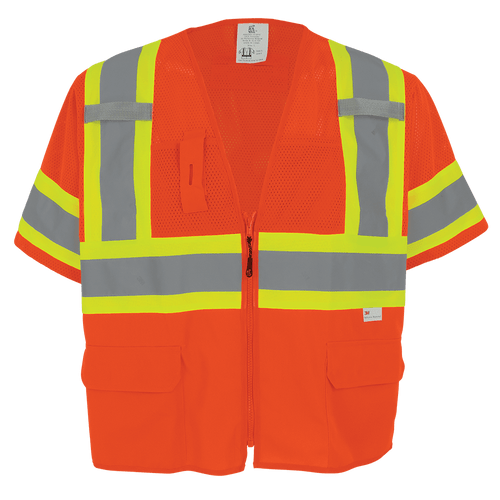 FrogWear HV Mesh/Solid Polyester High-Visibility Orange Surveyors Safety Vest Size 2XL, #GLO-147-2XL