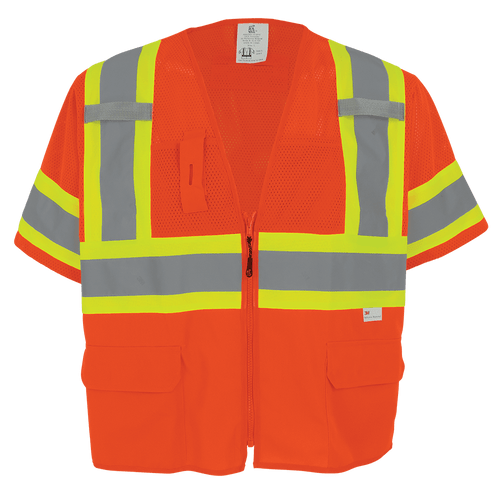 FrogWear HV Mesh/Solid Polyester High-Visibility Orange Surveyors Safety Vest Size 5XL, #GLO-147-5XL