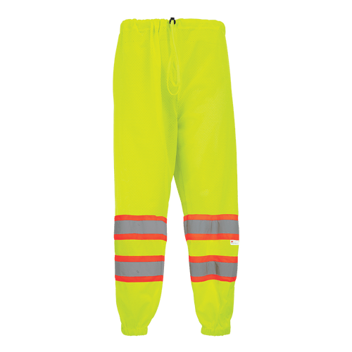 FrogWear HV High-Visibility Yellow/Green Mesh Safety Pants Size L-XL, #GLO-2P-L-XL