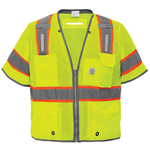 FrogWear HV Premium Surveyors LED Safety Vest with Sleeves Size Extra Large, #GLO-315LED-XL