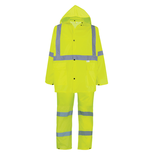FrogWear HV Three-Piece High-Visibility Rain Suit Size Extra Large, #GLO-8000-XL