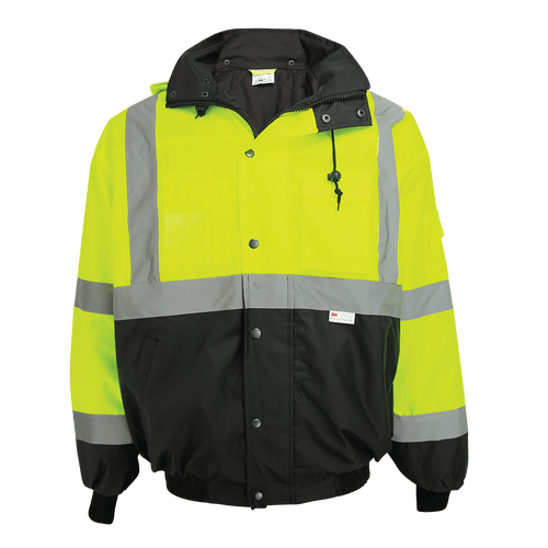 FrogWear HV High-Visibility Black Interior Winter Bomber Jacket Size 5XL, #GLO-EB1-5XL