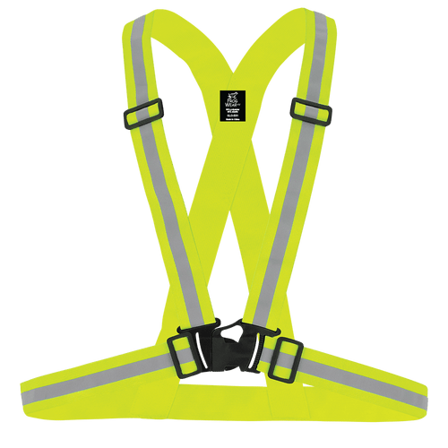 FrogWear HV Lightweight High-Visibility Yellow/Green Elastic Traffic Safety Sash, #GLO-ES1