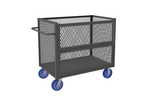 Durham Mfg 14 Gauge, 3 Sided Mesh Truck, Drop Gate, 1 Base Shelf, 30-1/2"W x 66-1/2"D x 43-11/16"H, Gray, DM-3STDG-EX3060-5PO-95 (1/Ea)