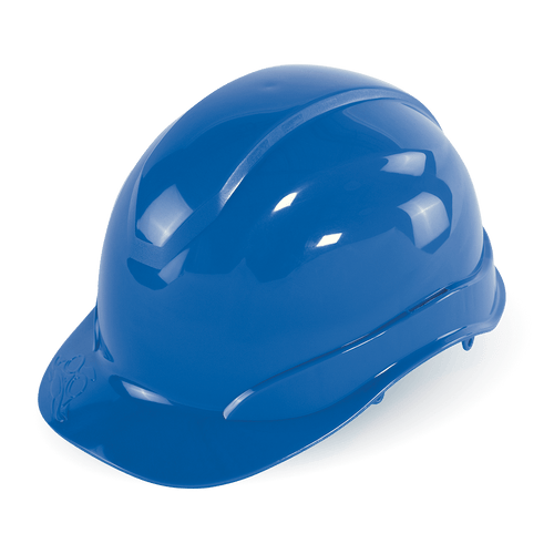 Bullhead Safety Head Protection Blue Unvented Cap Style Hard Hat With Six-Point Slide Lock Suspension 6/Pkg., #HH-C1-B