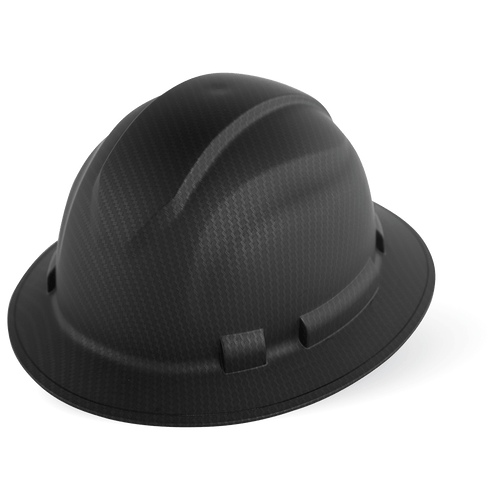 Bullhead Safety Head Protection Black Unvented Full Brim Style Hard Hat With Six-Point Ratchet Suspension 6/Pkg., #HH-F1-C