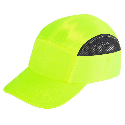 Bullhead Safety Head Protection High-Visibility Yellow With Black Mesh Baseball Style Bump Cap 6/Pkg., #HH-H1-Y