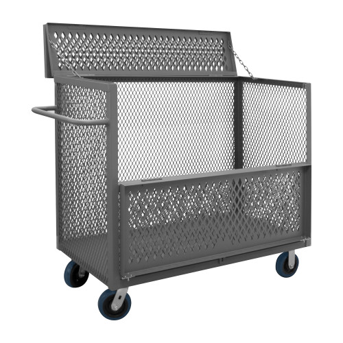 Durham Mfg 14 Gauge, 3 Sided Mesh Truck, Drop Gate and Top, 1 Base Shelf, 24-1/2"W x 54-1/2"D x 46-1/4"H, Gray, DM-3STDGT-EX2448-6PU-95 (1/Ea)