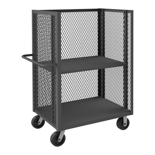 Durham Mfg 14 Gauge, 3 Sided Mesh Truck, 1 Adjustable Shelf, 30-3/8"W x 54-1/2"D x 56-7/16"H, Gray, DM-3ST-EX3048-1AS-95 (1/Ea)