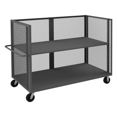 Durham Mfg 14 Gauge, 3 Sided Mesh Truck, 1 Adjustable Shelf, 36-3/8"W x 78-1/2"D x 56-7/16"H, Gray, DM-3ST-EX3672-1AS-95 (1/Ea)