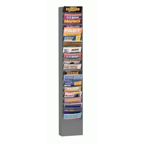 Durham Mfg Literature Rack, 20 Pockets, Gray, 9-3/4"W x 4-1/8"D x 58"H, DM-400-95 (1/Ea)