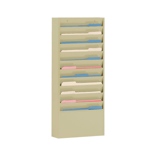 Durham Mfg Literature Rack, 10 Large Pockets, Tan, 13-1/4"W x 1-15/16"D x 26-1/4"H, DM-406-75 (1/Ea)