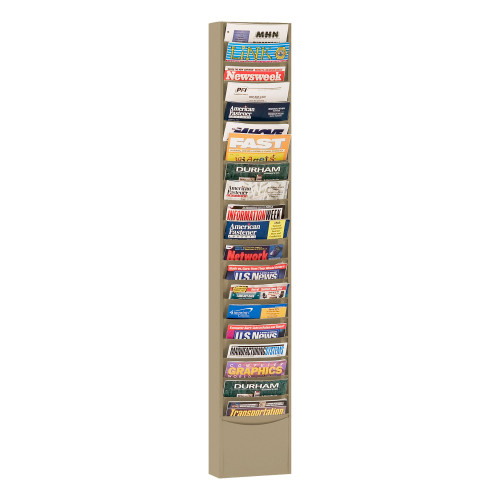 Durham Mfg Literature Rack, 20 Large Pockets, Tan, 13-1/4"W x 4-1/8"D x 58"H, DM-411-75 (1/Ea)