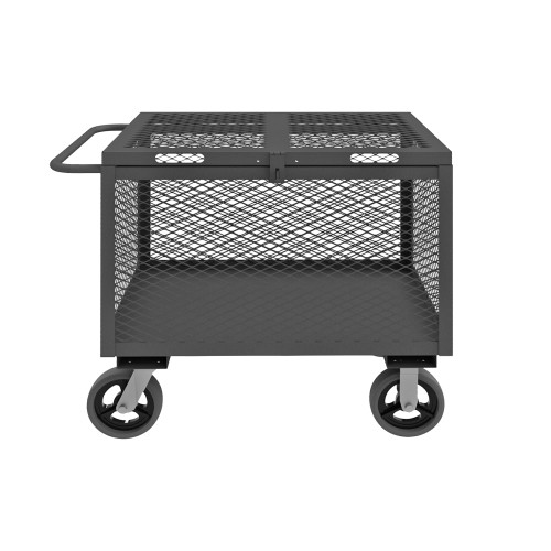 Durham Mfg 14 Gauge, 4 Sided Mesh Box Truck, Hinged Cover, 1 Fixed Shelf, 30-1/4"W x 54-1/4"D x 32-5/8"H, Gray, DM-4STHC-EX-3048-6MR-95 (1/Ea)