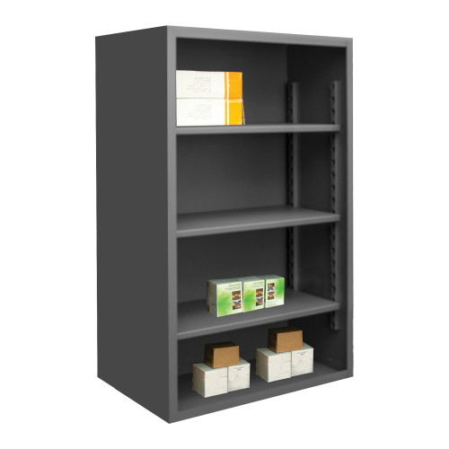 Durham Mfg Heavy-Duty Steel Enclosed Shelving, 12 Gauge, 4 Adjustable Shelves, 60"W x 24"D x 60"H, Gray, DM-5018-3S-95 (1/Ea)