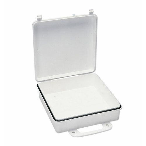 Durham Mfg First Aid Kit Box, 24 Unit, No Partition, 9-1/16"W x 2-3/8"D x 9-1/16"H, White, DM-512G-43-N/P (768/Pkg.)