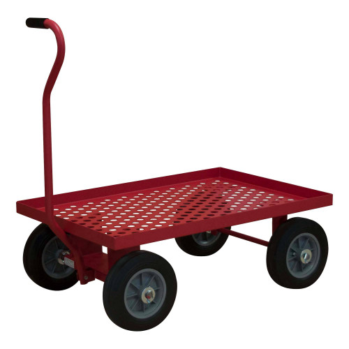 Durham 5Th Wheel Platform Truck, Perforated Deck, Lips Up, 24"W x 38-5/16"D x 38-1/4"H, Red, DM-5WTP-2436-LU-10PN-17T (1/Ea)