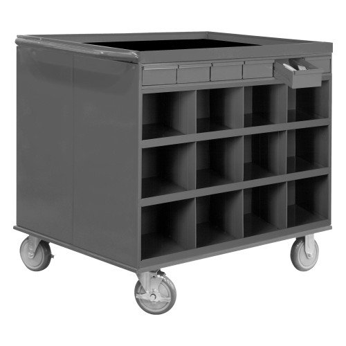 Durham Mfg 2 Sided Stock Cart, 24 Bin Openings, 12 Drawers, 34"W x 24"D x 34"H, Gray, DM-662-95 (1/Ea) Durham Mfg 2 Sided Stock Cart, 24 Bin Openings, 12 Drawers, 34"W x 24"D x 34"H, Gray, DM-662-95 (1/Ea)