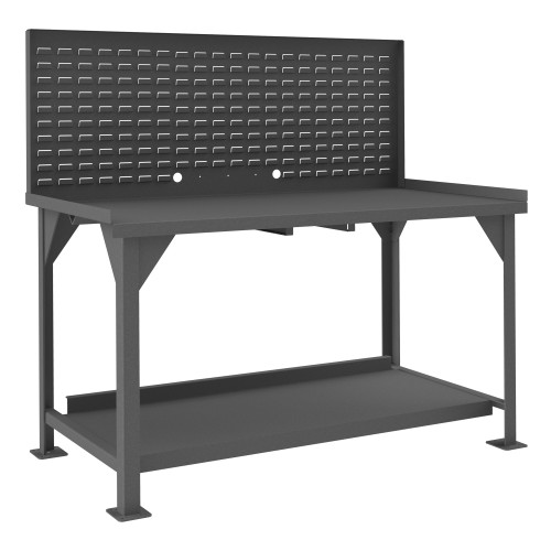 Durham Mfg Heavy-Duty Steel Workbench, Louvered Panel, Lower Shelf, 72"W x 30"D x 57-7/16"H, Gray, DM-DWB-3072-BE-LP-95 (1/Ea) Durham Mfg Heavy-Duty Steel Workbench, Louvered Panel, Lower Shelf, 72"W x 30"D x 57-7/16"H, Gray, DM-DWB-3072-BE-LP-95 (1/Ea)