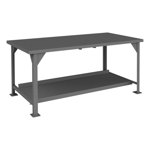 Durham Mfg Heavy-Duty Steel Workbench, Lower Shelf, 72"W x 36"D x 34"H, Gray, DM-DWB-3672-95 (1/Ea)