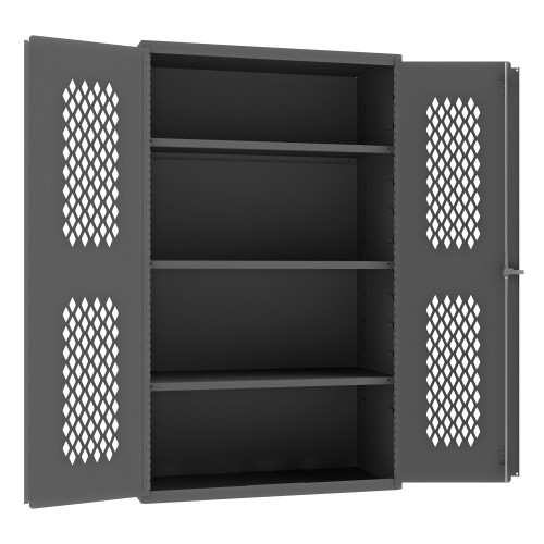 Durham Mfg Heavy-Duty Steel Ventilated Cabinet, 14 Gauge, 3 Adjustable Shelves, 2 Doors, 36"W x 18"D x 60"H, Gray, DM-EMDC-361860-95 (1/Ea)