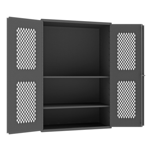 Durham Mfg Heavy-Duty Steel Ventilated Cabinet, 14 Gauge, 2 Adjustable Shelves, 2 Doors, 48"W x 24"D x 72"H, Gray, DM-EMDC-482472-95 (1/Ea)