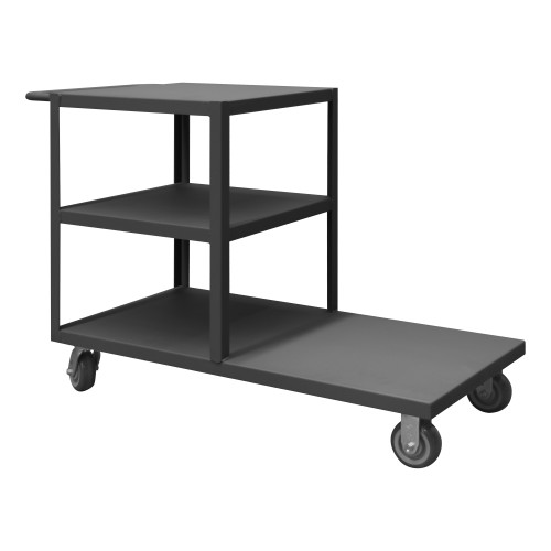 Durham Mfg Platform Truck, 3 Sided, 1200 lbs. Capacity, 30-1/4"W x 66-1/8"D x 36-5/8"H, Gray, DM-EPT3S30605PU95 (1/Ea)