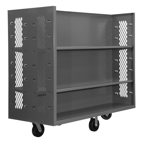 Durham Mfg 2 Sided Mesh Stock Truck, 2 Adjustable Shelves per Side, 30-1/4"W x 48-1/8"D x 57-1/16"H, Gray, DM-EX-3048-2SC-6PH-95 (1/Ea) Durham Mfg 2 Sided Mesh Stock Truck, 2 Adjustable Shelves per Side, 30-1/4"W x 48-1/8"D x 57-1/16"H, Gray, DM-EX-3048-2SC-6PH-95 (1/Ea)