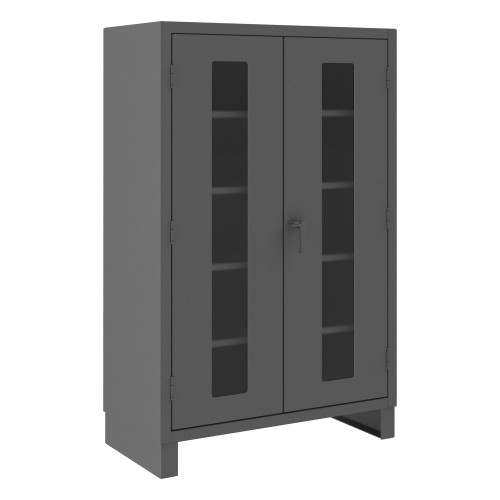 Durham Mfg Heavy-Duty Clearview Storage Cabinet, 12 Gauge, 2 Adjustable Shelves, 48"W x 24"D x 78"H, Gray, DM-HDCC244878-4S95 (1/Ea)