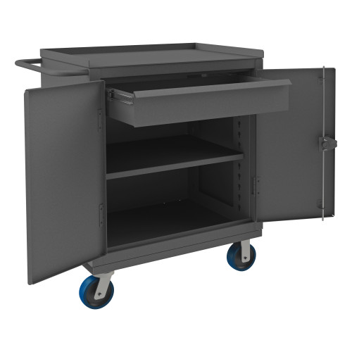 Durham Mfg Heavy-Duty Steel Mobile Bench Cabinet, 1 Shelf, 24-1/8"W x 42-5/16"D x 46-3/4"H, Gray, DM-HDCM243647-1T95 (1/Ea)
