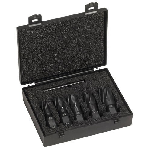 XL100-SET (5-Piece Set) includes Sizes 9/16", 11/16", 13/16", 15/16", 1-1/16" + Pilot Pin - High Speed Steel Annular Cutter, 1" Cutting Depth, 3/4" Shank, RotoBrute Champion Cutting Tool XL100-SET (Qty. 1)