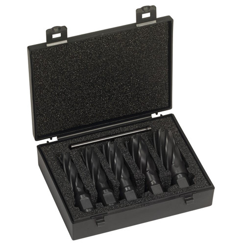 XL200-SET (5-Piece Set) includes Sizes 9/16", 11/16", 13/16", 15/16", 1-1/16" + Pilot Pin - High Speed Steel Annular Cutter, 2" Cutting Depth, 3/4" Shank, RotoBrute Champion Cutting Tool XL200-SET (Qty. 1)