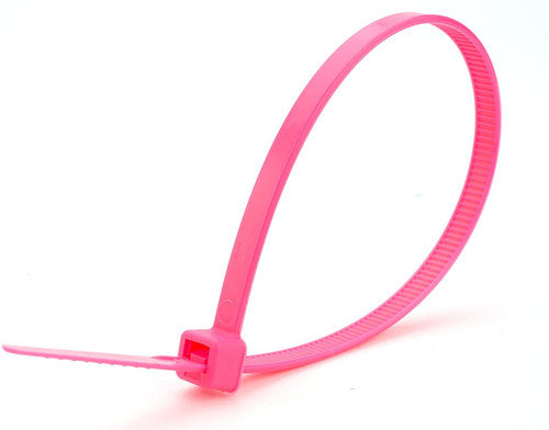 8.6" Colored Cable Ties 40 lb. - Fluorescent Pink (100/Bag)