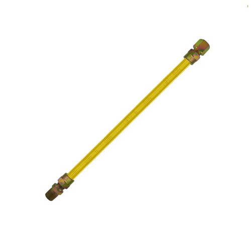 Gas Connectors - Yellow Coated - (1/2" OD  x 3/8" ID) - 1/2" Male x 1/2" Female x 20" 109034 (25/Pkg)