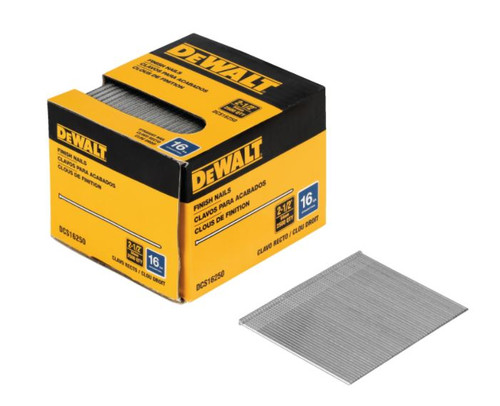 DeWalt 16 Gauge Straight Finish Nails, 1-1/4" Length, Coated #DCS16125 (2,500 Box/4 Boxes)